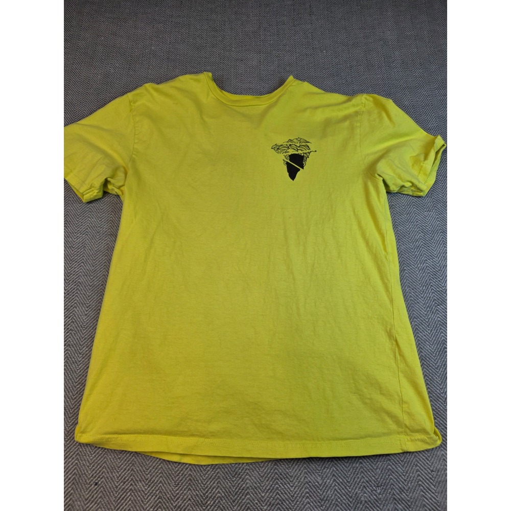 Crooks & Castles Neon Yellow Medusa Mask Graphic T-Shirt Mens Large Streetwear